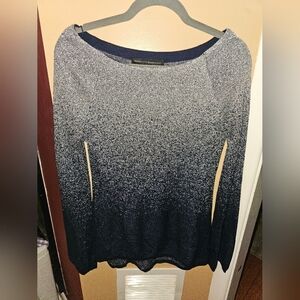 White House Black Market Navy and Gray Short Sleeve Top